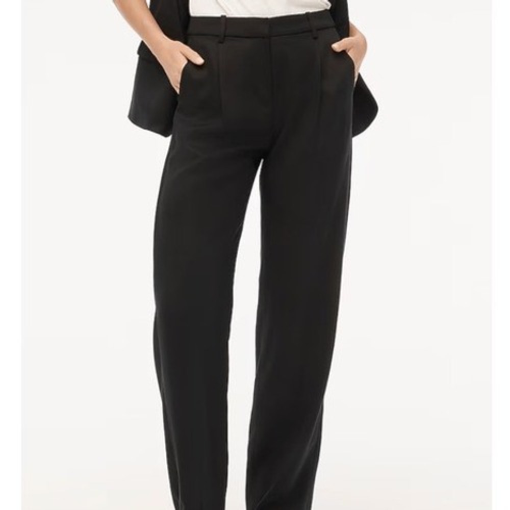 J.Crew Tencel Lyocell‎ Wide-Leg Pants Womens 14 Black BX578 Pleated High Rise